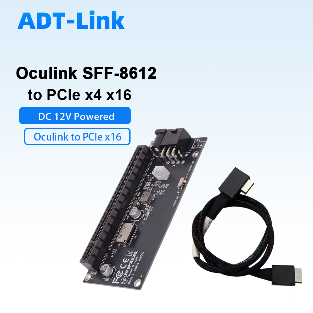 Pcie 4.0 X16 Riser Cable 90 Degree - Carte adaptateur Oculink SFF-8612 vers PCIe