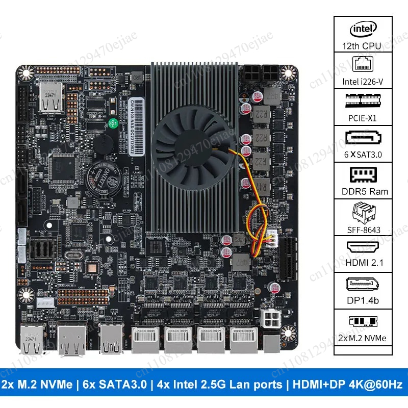 Nas Motherboard N100 6 Sata - Carte mère N100 Mini ITX NAS