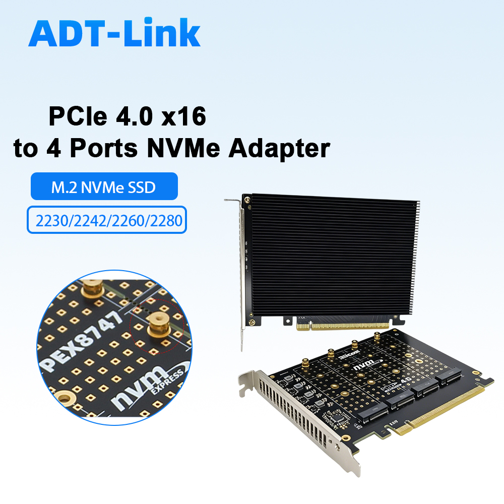 Carte adaptateur PCIe 4.0 X16  - Quad M.2 Nvme Pcie Bifurcation Card avis et prix