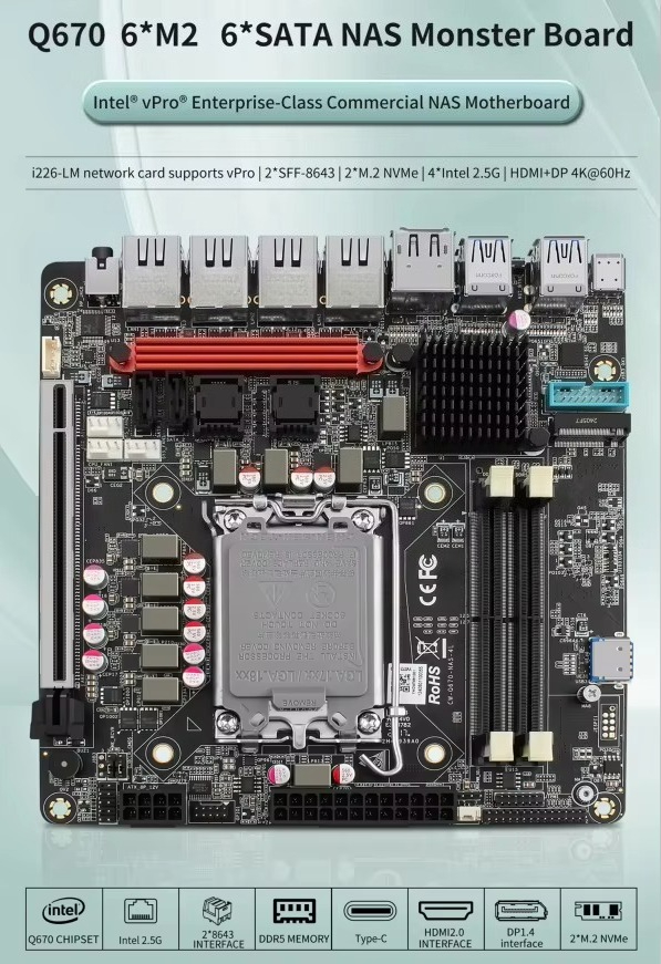 Carte mère NAS Intel VPro Q670 - Lga 1700 Ddr5 Itx Motherboard avis et prix