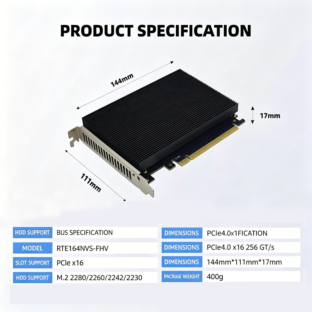 Carte adaptateur PCIe 4.0 X16  - Quad M.2 Nvme Pcie Bifurcation Card avis et prix